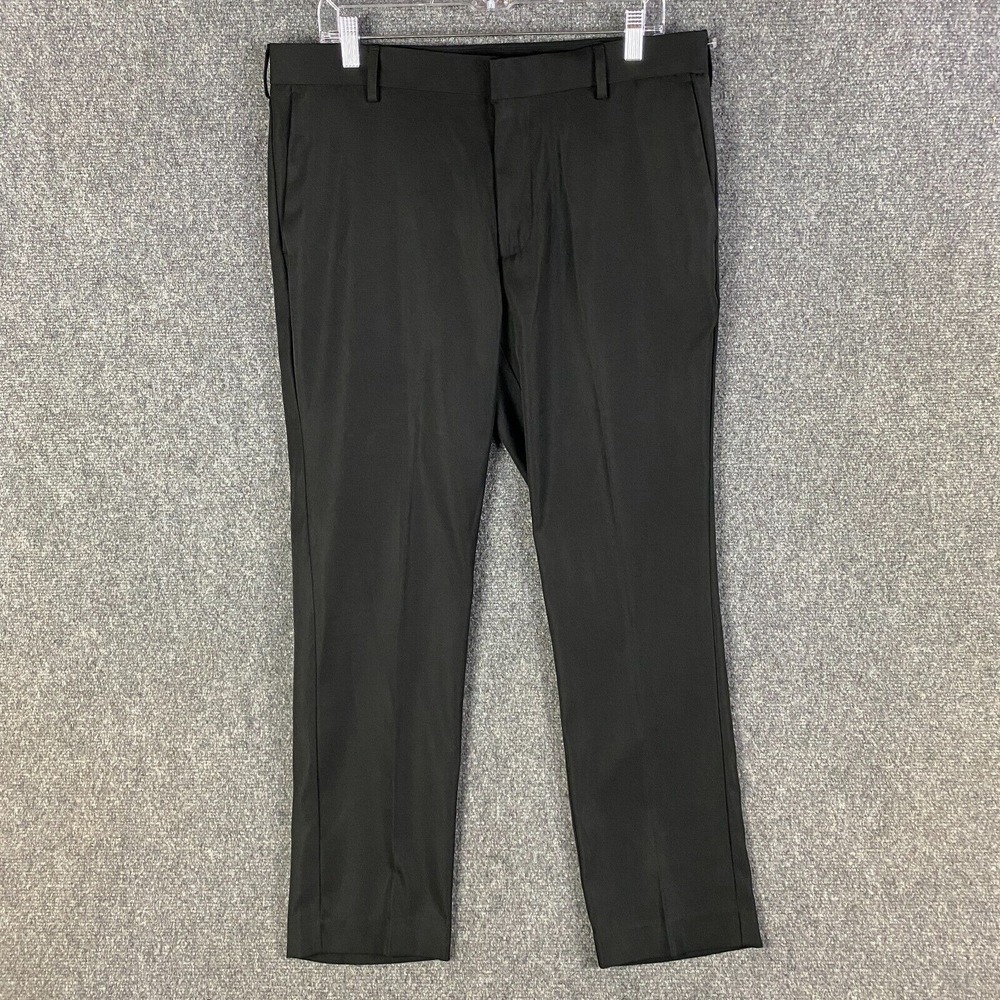 Izod Slacks Men's 34x30 Slim Fit 100% Polyester Black Dress‎ Pants